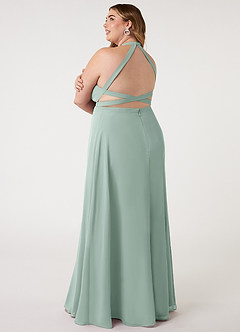 Azazie Clarice Bridesmaid Dresses Agave A-Line Halter Chiffon Dress image12