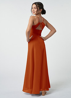 Azazie Avelina Junior Paprika A-Line Pleated Chiffon Dress image5