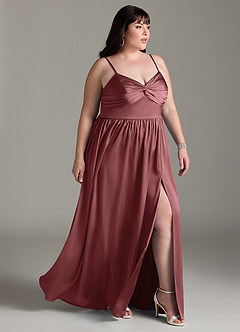 Azazie Zeya Bridesmaid Dresses Amethyst A-Line Pleated Stretch Satin Dress image20