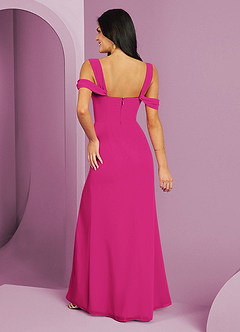 Barbie ♥ Azazie Vestidos de damas de honor Vestido de Barbie Rosa de Gasa de Corte en A con Vestidos sin tirantes image6
