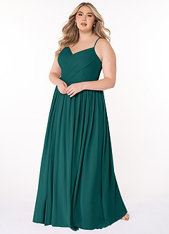 Azazie Cora Brautjungfernkleider A-Linie Plissee Chiffon Kleid Pfau image8