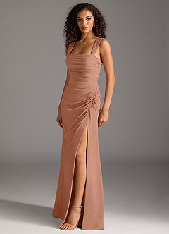 Azazie Jesaphine Bridesmaid Dresses Bronzer Sheath Bow Chiffon Dress image3