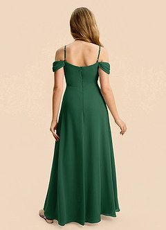 Azazie Lilly Junior Dark Green A-Line Pleated Chiffon Dress image2