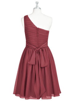 Azazie Katrina Bridesmaid Dresses Merlot A-Line One Shoulder Chiffon Dress image7