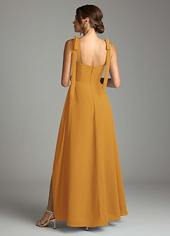 Azazie Debra Vestidos de damas de honor Vestido de Caramelo de Gasa de Corte en A Convertible con Con bolsillos image10