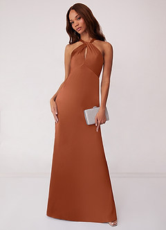 Barbie ♥ Azazie Bridesmaid Dresses Cedar Rose Sheath Stretch Satin Dress image1