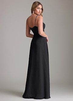 Azazie Terese Bridesmaid Dresses Black A-Line Pleated Chiffon Dress image2