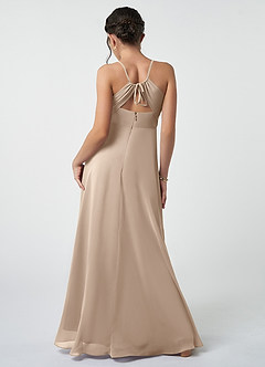 Azazie Avelina Junior A-Linie Plissee Chiffon Kleid Taupe image3