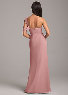 Azazie Wynter Bridesmaid Dresses Dusty Rose Sheath Off the Shoulder Chiffon Dress image6
