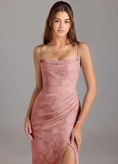 Azazie Leonis Bridesmaid Dresses Rosette Sheath Strapless Floral Burnout Convertible Dress image2