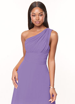 Azazie Ashley Brautjungfernkleider A-Linie Gestreift Chiffon Kleid Tahiti image5