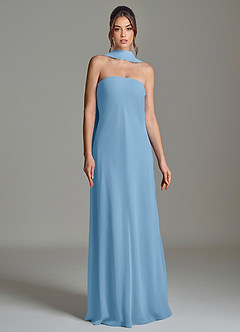 Azazie Ilana Bridesmaid Dresses Steel Blue A-Line Strapless Chiffon Dress image4