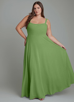 Azazie Shaude Brautjungfernkleider A-Linie Plissee Chiffon Kleid Basilikum image6