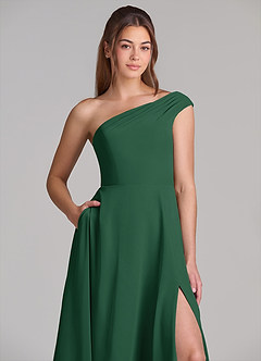Azazie Melanie Jurken voor bruidsmeisjes Jurk van Chiffon met A-Lijn Off the Shoulder Donkergroen image5
