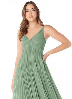 Azazie Raychelle Bridesmaid Dresses Matcha A-Line V-Neck Chiffon Dress image5