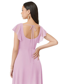 Azazie Bondi Brudepigekjoler En streg Ruchede Chiffon Ankel-længde Kjole image2