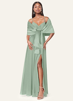 front Azazie Matching Color Aleena Matte Satin Shawl