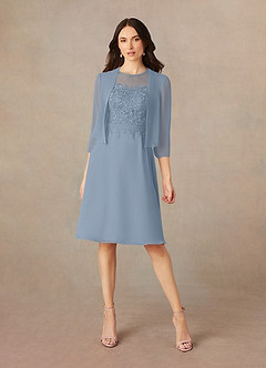 Azazie Klaus Kleider für die Brautmutter A-Linie Pailletten Schaufel Chiffon Kleider Staubblau image1