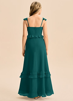 Azazie Tavie Junior Vestido de Pavo Real de Gasa de Corte en A con Volante image2