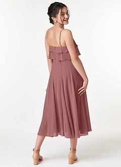 Azazie Ensley Junior Desert Rose A-Line Pleated Chiffon Dress image6