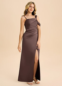 Azazie Wynter Junior Vestido de Ganache de Satén Elástico con Plisado image6