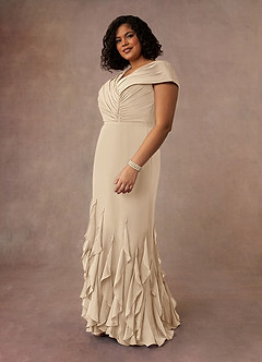 Azazie Bailora Mother of the Bride Dresses Champagne Mermaid Ruched Chiffon Dress image7