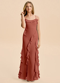 Azazie Phoebe Junior Klä av Tubklänning i Chiffong Rynkad image1