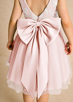 Azazie Butterfly Flower Girl Dresses Blushing Pink A-Line Lace Dress image6