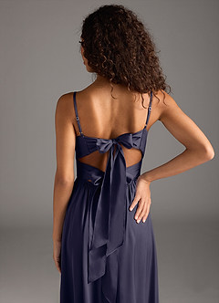 Azazie Zeya Bridesmaid Dresses Stormy A-Line Pleated Stretch Satin Dress image4
