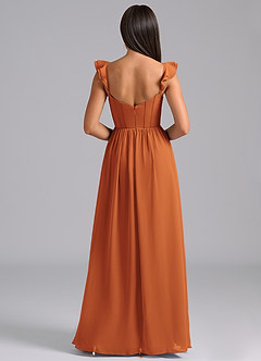 Azazie Denisse Bridesmaid Dresses Cinnamon A-Line Ruched Chiffon Dress image2