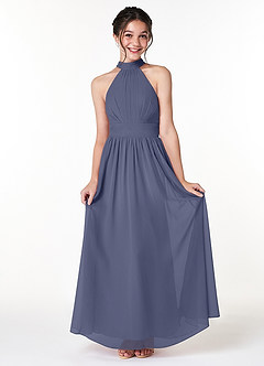 Azazie Iman Junior Stormy A-Line Pleated Chiffon Dress image1