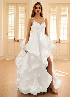Carmencita White A-line Ruffles Prom Dress image7