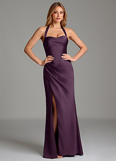 Azazie Serenity Bridesmaid Dresses Plum Mermaid Sweetheart Neckline Stretch Satin Dress image5