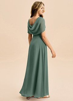 Azazie Emma Junior Robe Trapèze en Mousseline de soie Plissée Mousse De Mer image6