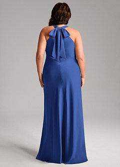 Azazie Doretta Vestidos de madrinha de casamento Vestido Royal Blue de Cetim elástico de sereia com Plissado image10