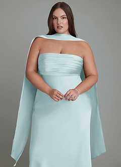 Azazie Saylor Bridesmaid Dresses Mist Mermaid Strapless Stretch Satin Dress image18