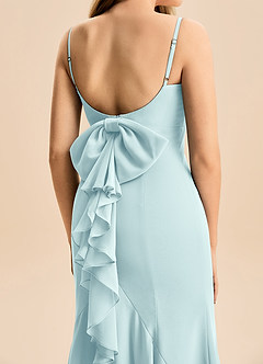 Azazie Lioren Junior Vestido de Vidrio Marino de Gasa de Corte Sirena con Lazo image6