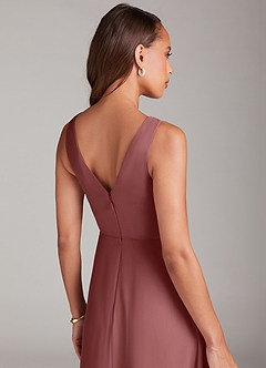 Azazie Nelly Bridesmaid Dresses Amethyst A-Line Pleated Chiffon Dress image7