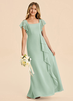 Azazie Noah Junior Agave A-Line Ruched Chiffon Dress image5
