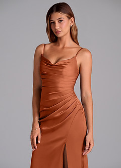 Azazie Claudelle Bridesmaid Dresses Cedar Rose Mermaid Strapless Stretch Satin Dress image2