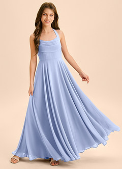 Azazie Kady Junior Ice A-Line Sweetheart Neckline Chiffon Dress image4