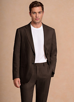 front Wesley Marron Foncé veste de costume en lin mélangé