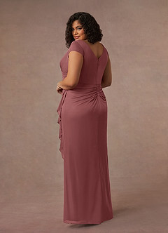 Azazie Roya Mother of the Bride Dresses Desert Rose Mermaid V-Neck Pleated Mesh Dress image9