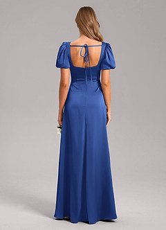 Azazie Fyona Vestidos de damas de honor Vestido de Azul Real de Satén Elástico de Corte en A con Plisado image2