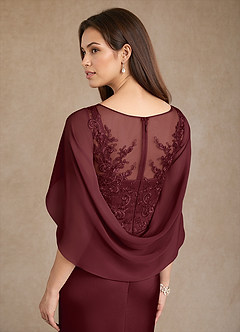 Azazie Hera Mother of the Bride Dresses Cabernet A-Line Lace Stretch Satin Dress image6