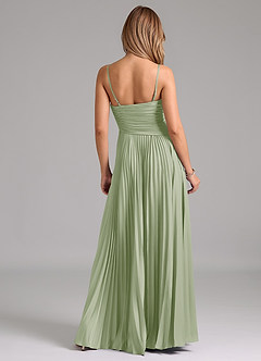 Azazie Vini Bridesmaid Dresses Dusty Sage A-Line Pleated Stretch Satin Dress image6