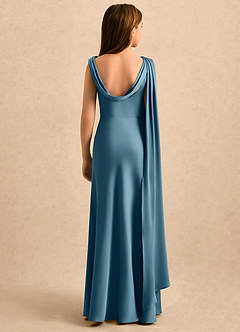 Azazie Sanah Girls Formal Flower Girl Klänningar Klänning A-Line i Stretch Satin Plisserad image2