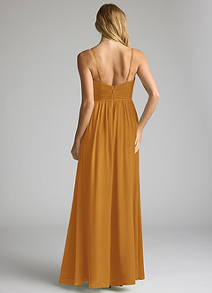 Azazie Alia Bridesmaid Dresses Butterscotch A-Line Pleated Chiffon Dress image5