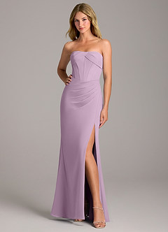 Azazie Chantel Jurken voor bruidsmeisjes Converteerbaar Jurk van Chiffon met Kolom Strapless Blauweregen image3