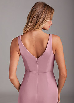 Azazie Leandra Bridesmaid Dresses Vintage Mauve Mermaid V-Neck Pleated Mesh Dress image7